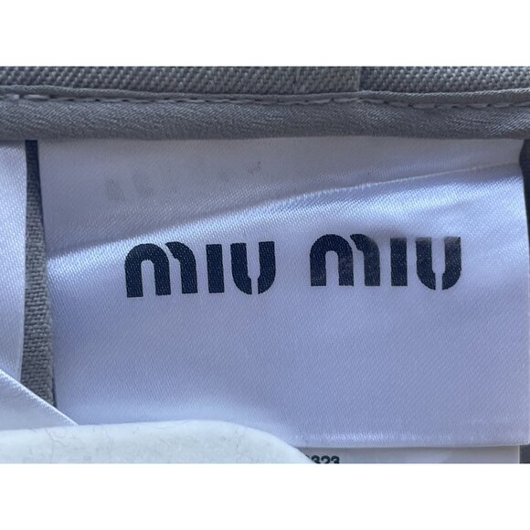 Miu Miu Gray Pleated Wool Skirt With Button Detail Made In Italy - Picture 5 of 9